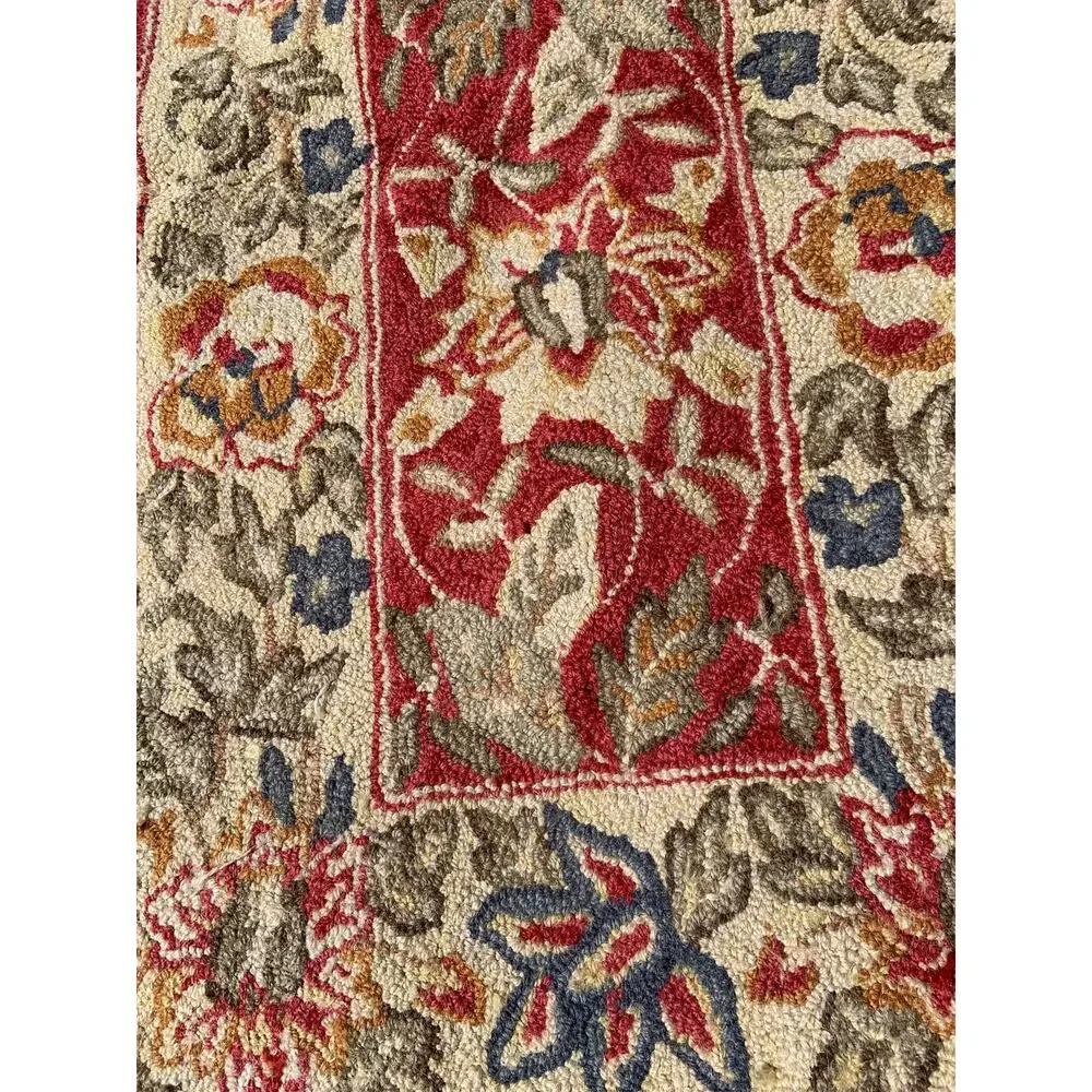 Vtg Safavieh Chelsea Collection Needlework Rug Floor Mat 100% Wool Floral Red